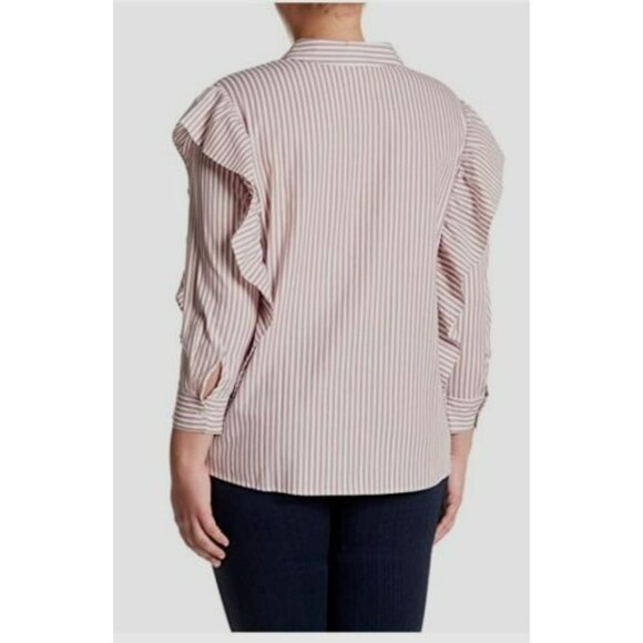 DR2 Daniel Rainn Dk Rose Pinstripe Ruffled Long Sleeve Button Up Shirt 3X NEW - Picture 8 of 8